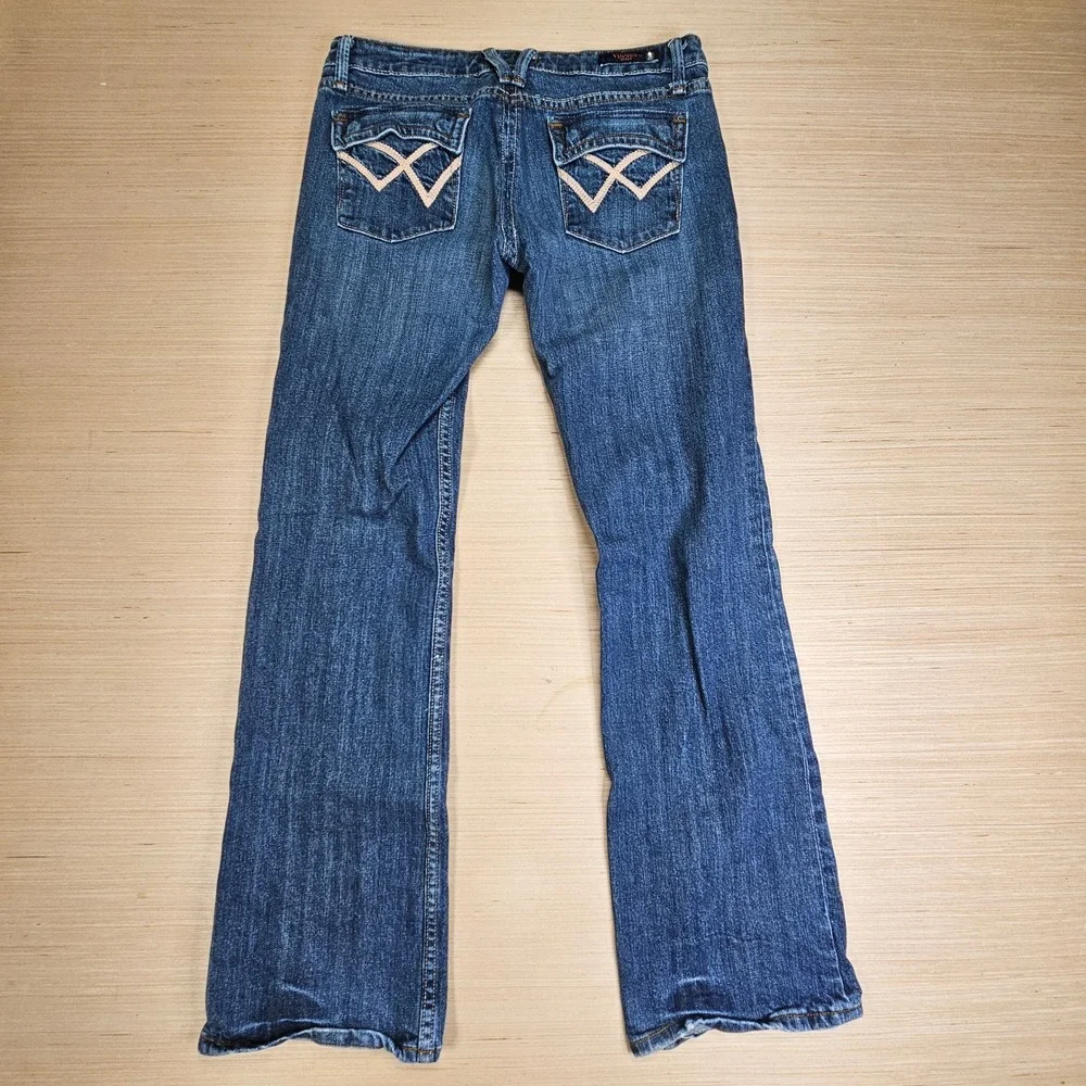 Y2K Vigoss Bootcut Jeans Womens 9 32x32 Blue Denim Stretch Low Rise P1091M